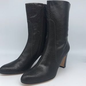 Cole Haan Bronze Mid-Calf leather snakeskin boot.